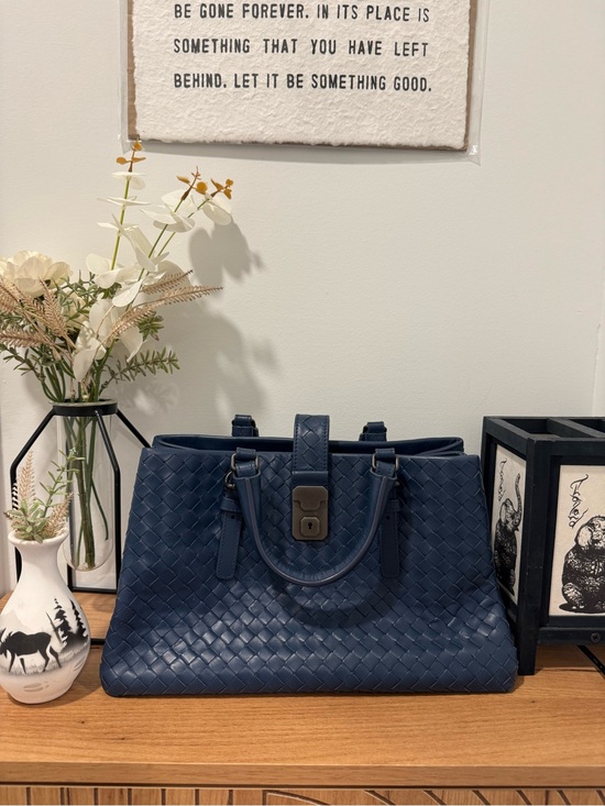 Bottega Veneta Handbags - Bottega Veneta Tote, Roma Intrecciato, Blue, Classic, Limited Edition
